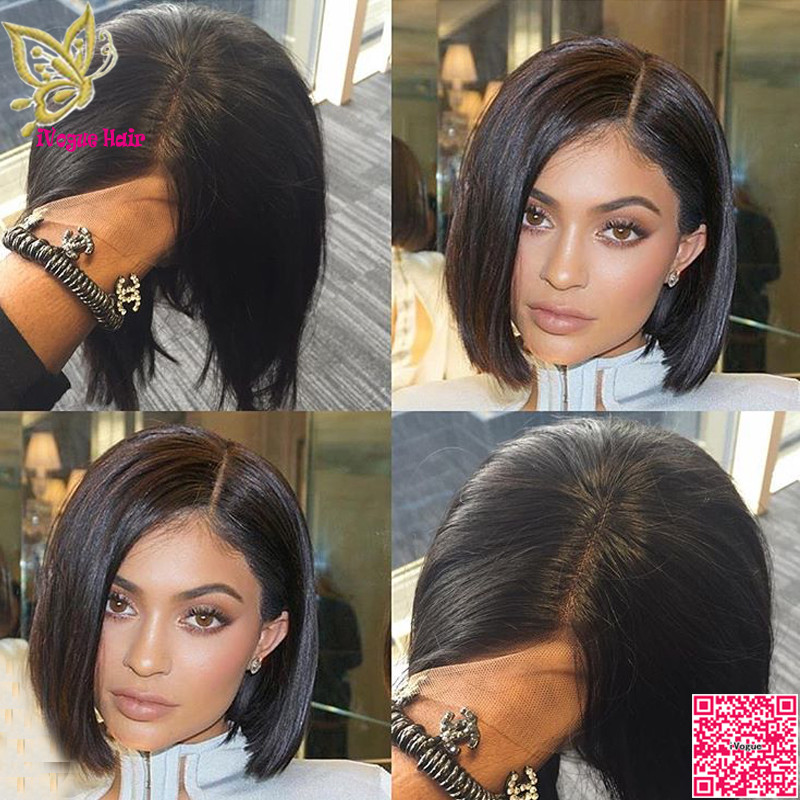 

Short Bob Lace Front Wigs Human Hair Brazilian Hair Glueless Full Lace Human Hair Wigs Straight For Black Women, Natural color