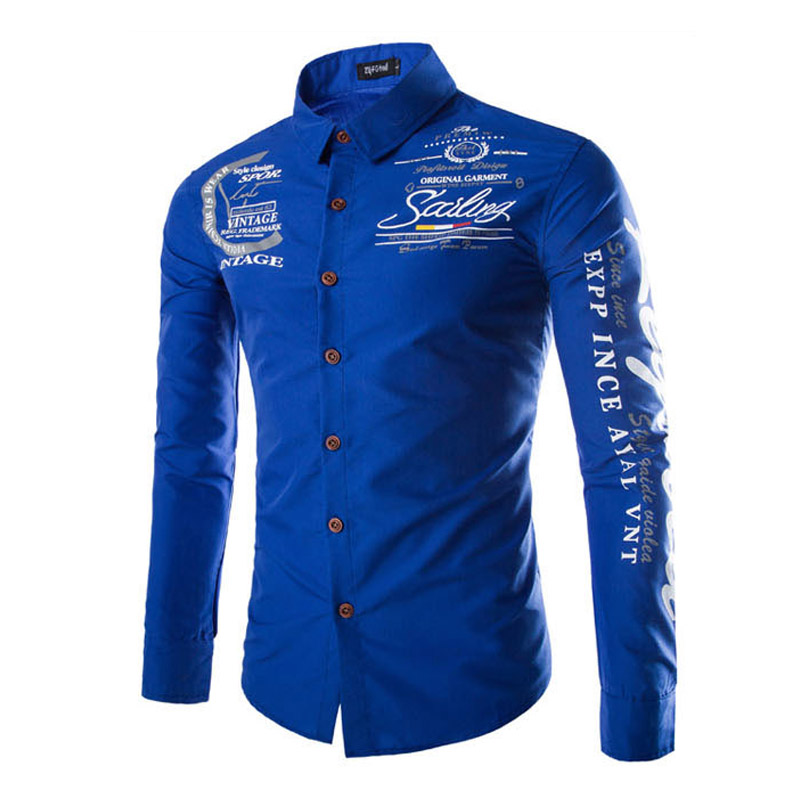 Wholesale-2016 New Trend Mens Shirts Fashion Long Sleeve Printed Designer Shirt Men Top Brand Casual Camisa Masculina Clothes 13M0591
