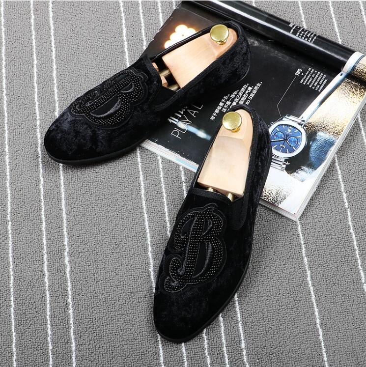 

Business Men's Basic suede embroidery Leather Gentle Wedding Dress Shoes Formal Wearing British Big Size 174, Black