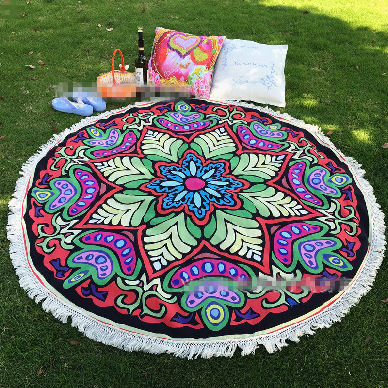

Round Tassel Bikini Cover Ups Beach Towel Bikini Cover Bohemian Beachwear Beach Sarongs Shawl Bath Towel Yoga Mat T398, 4 types choose