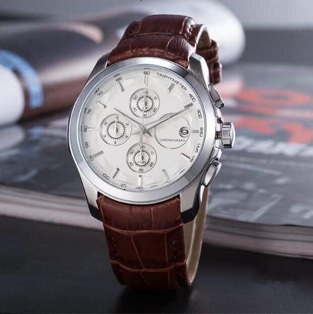 

2017 stopwatch Watch Menes Silver Case White Dial Stainless Steel Calibre 8880 Watch Analog Glass Back Watch Montre Homme