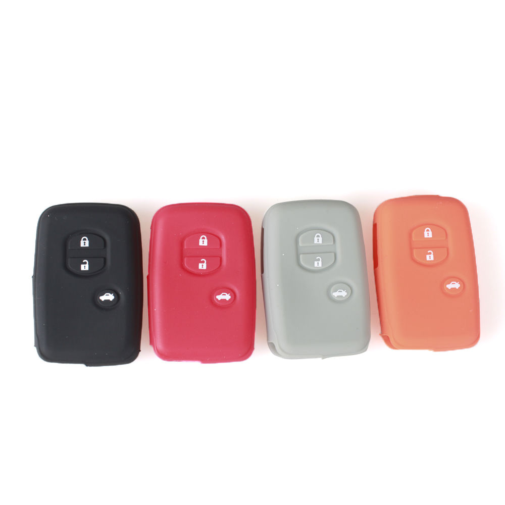 

guaranteed 100 1pcs black silicone car remote fob key case cover car for toyota land cruiser prado key holder case free, Black orange grey red