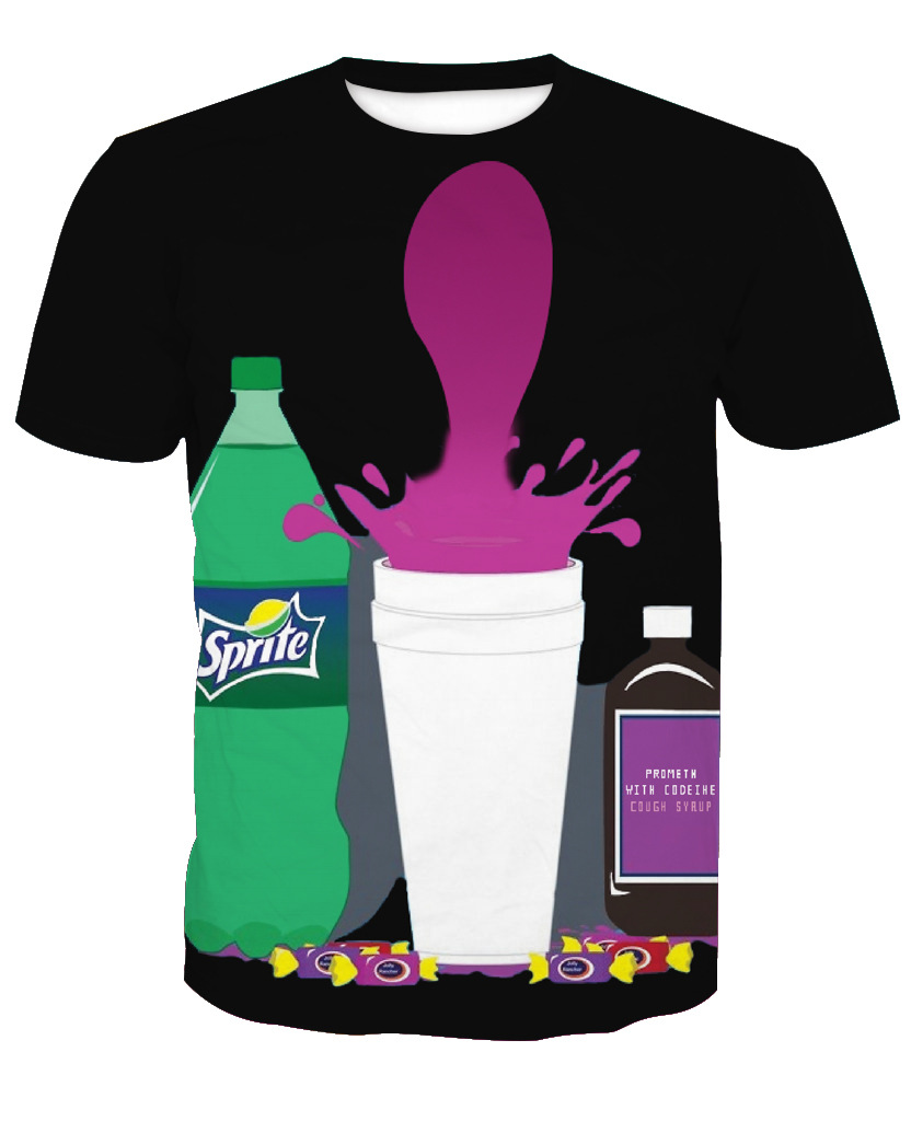 Wholesale 2018 summer new trend of men's 3D Sprite bottle printing short-sleeved t-shirt
