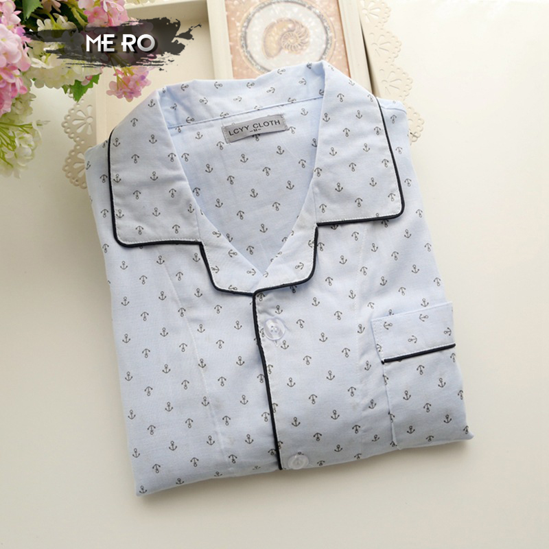 Vente en gros-2016 nouveaux pyjamas de style coréen pour hommes de la marine, livraison gratuite ancre de coton blanc impression vêtements de nui