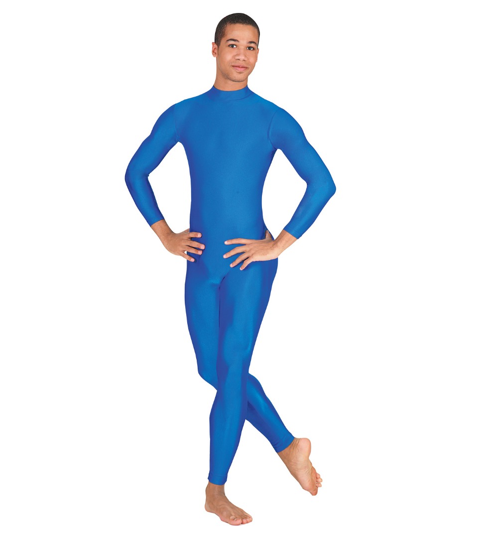 

Wholesale-Adult Unisex Mock Neck Long Sleeve Unitard Men Nylon Spandex Lycra Unitard Bodysuit Full Length Dancewear Ballet Leotard, Pink