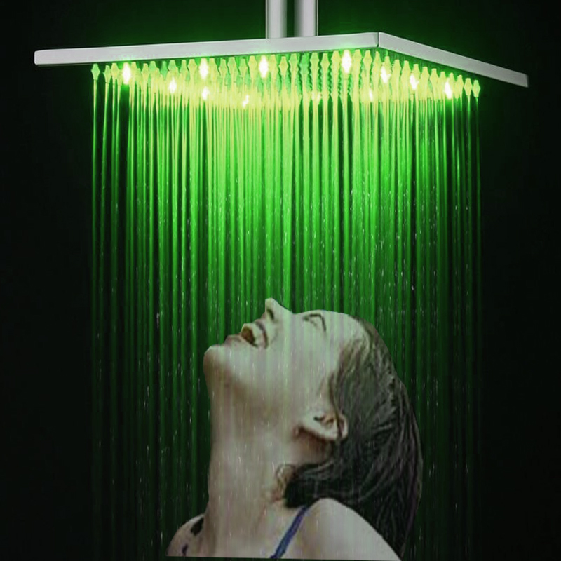 

China Factory Wholesale Hotel Use LED Color Changing 8" / 10" / 12"/ 16" Rain Big Shower Head with LED Lighting Free Energy
