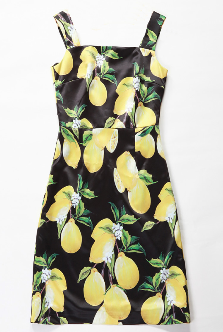 

Fashion Print Women Sheath Dress Square Collar Sling Dresses 044A556, As pictures