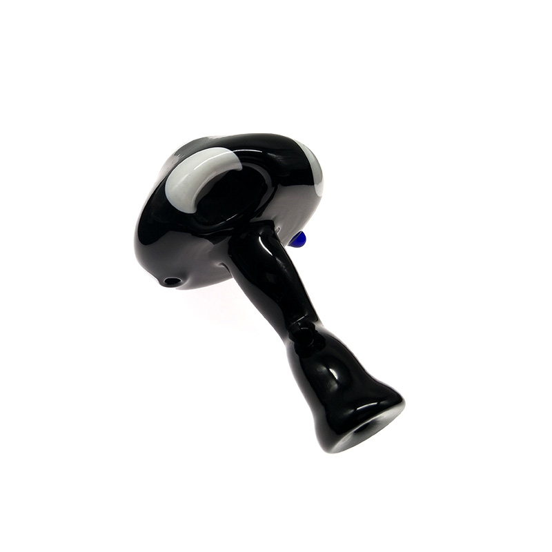 

New Mushroom Spoon Glass Hand Pipes dry pipe Smoking pipes glass pipes black and white color