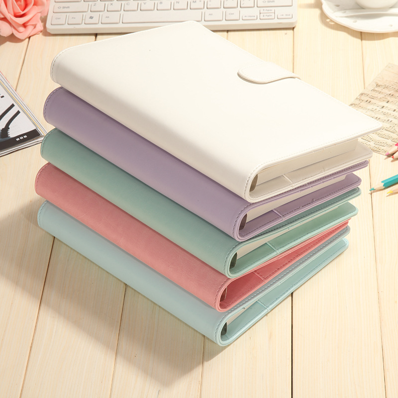 

Wholesale- New Original Macaron Style Spot Color Notebook Leather Cover Multifunctional Journal Diary Stationery 01606