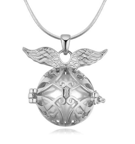 Chaîne pendentif dreamcatcher Fraise Cristal Collier Or blanc plaqué