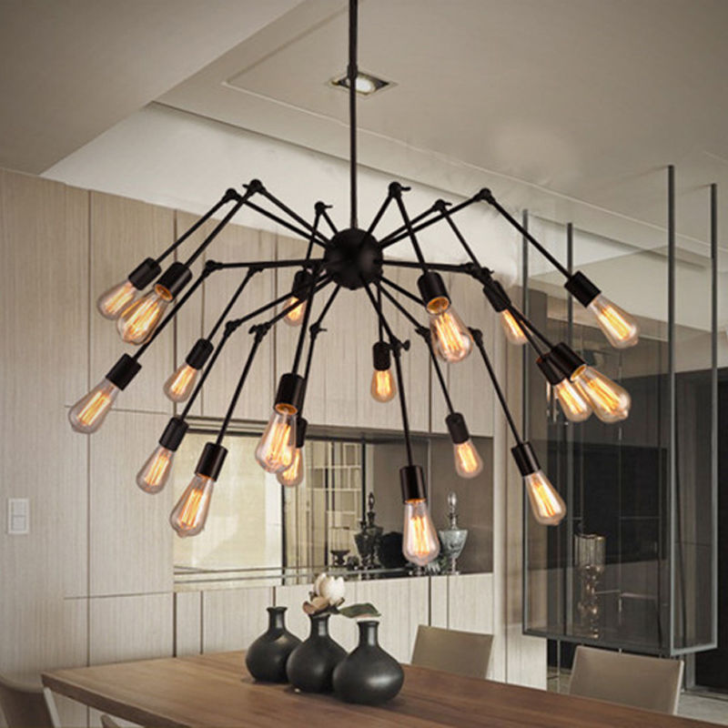 Spider Adjustable Chandelier Vintage Wrought iron Pendant Light Retro Style Lighting Fixture 6/8/12/18 Heads Chandelier #16-image-391126190