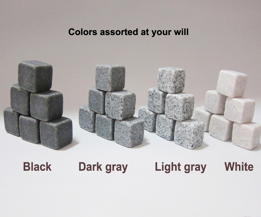 

Free by sea 100% Natural 6 COLORS Whisky stones 1350pcs/lot 9pcs/bag Whiskey Stone Wine Rocks Ice Stones Bar Christmas Valentine Father Gift