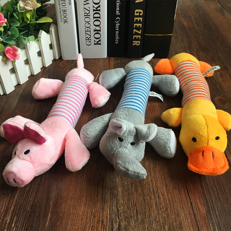 

Hot Plush Dog Toy Pet Puppy Plush Sound Chew Squeaker Squeaky Pig Elephant Duck Toys Pet Gift