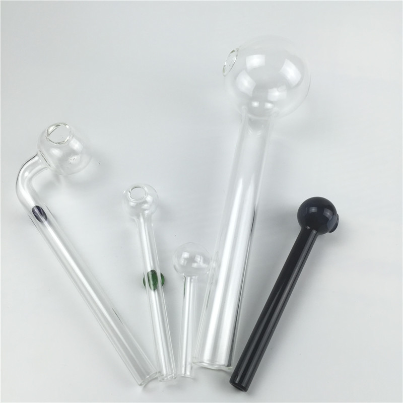 

Pyrex Glass Oil Burner Pipe with 185mm 150mm 100mm 60mm colored Thick Hand Pipes for Smoking Glass Oil Burner Bubbler