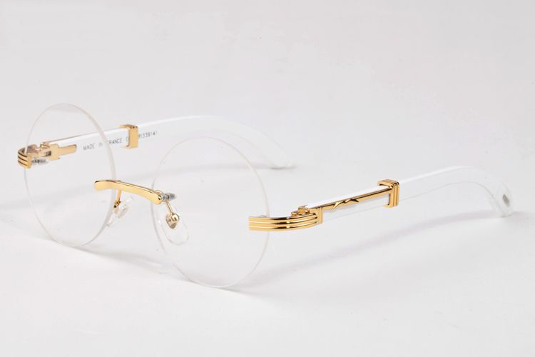 

Popular buffalo horn glasses fashion new fashion sport wood sunglasses for men women retro rimless full frame clear lenses round sun glasses