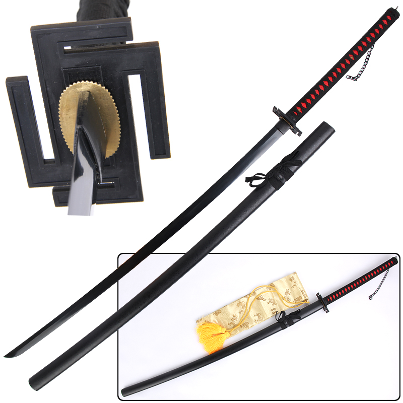 

56inch Length -Bleach Anime Sword Metal Decorative Kurosaki Ichigo Zangetsu Black Blade Steel Real Decoration Cosplay Prop-Brand New-Blunt Edge