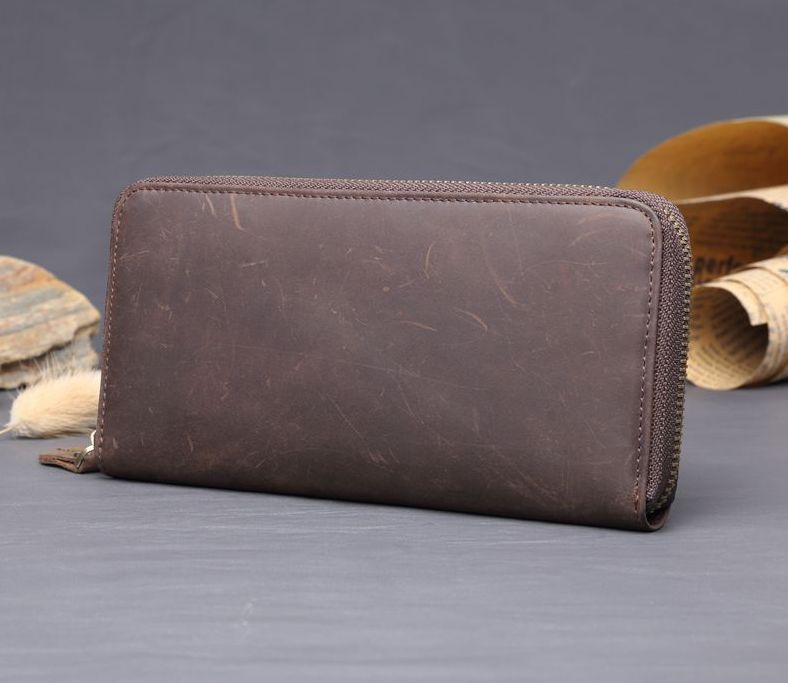 

Long Men's classical business and casual cow Leather Bifold Coin and Creadit Card Holders Wallet, top grade, Brown
