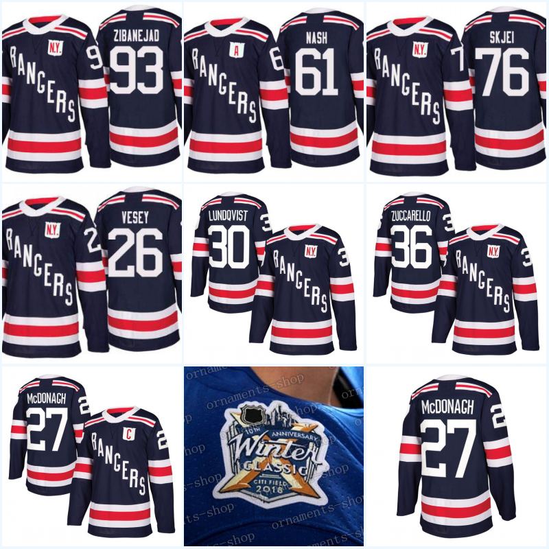 

#27 Ryan McDonagh 2018 Winter Classic Jersey 89 Pavel Buchnevich 30 Henrik Lundqvist 93 Mika Zibanejad New York Rangers Hockey Jerseys