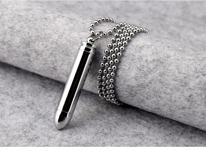 

Fashion Rapper Rock Hip hop Mens Stainless Steel openable Bullet Ash Urn Pet Pendants Necklaces Jewelry