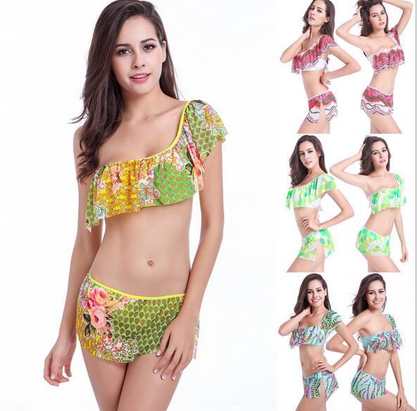 

DM063 Flounced unique design sexy bikini sets swimsuits upscale comfortable and breathable mesh bikini Swimwear, Yellow