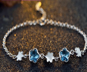 

925 silver inlay diamond pcs chain lady's bracelet 1688, Black