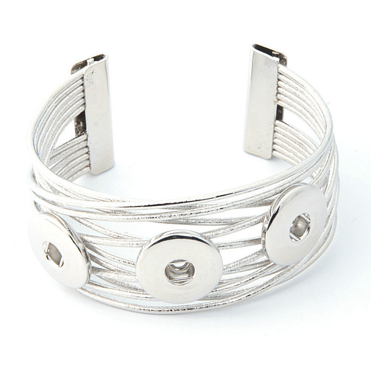 

NO.19 Hot Sale Snap Bangles Silver Plated High Quality DIY Snap Jewelry Snap Buttons