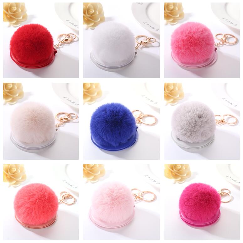 

High quality Small gift make - up mirror new hair ball mirror key ring car bag ornaments pendant KR364 Keychains mix order 20 pieces a lot