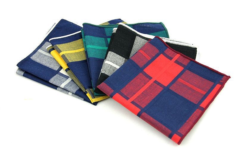 

cotton handkerchief for men plaid pocket square hanky men's pocket towels print suit accessories square towel 5pcs/lot