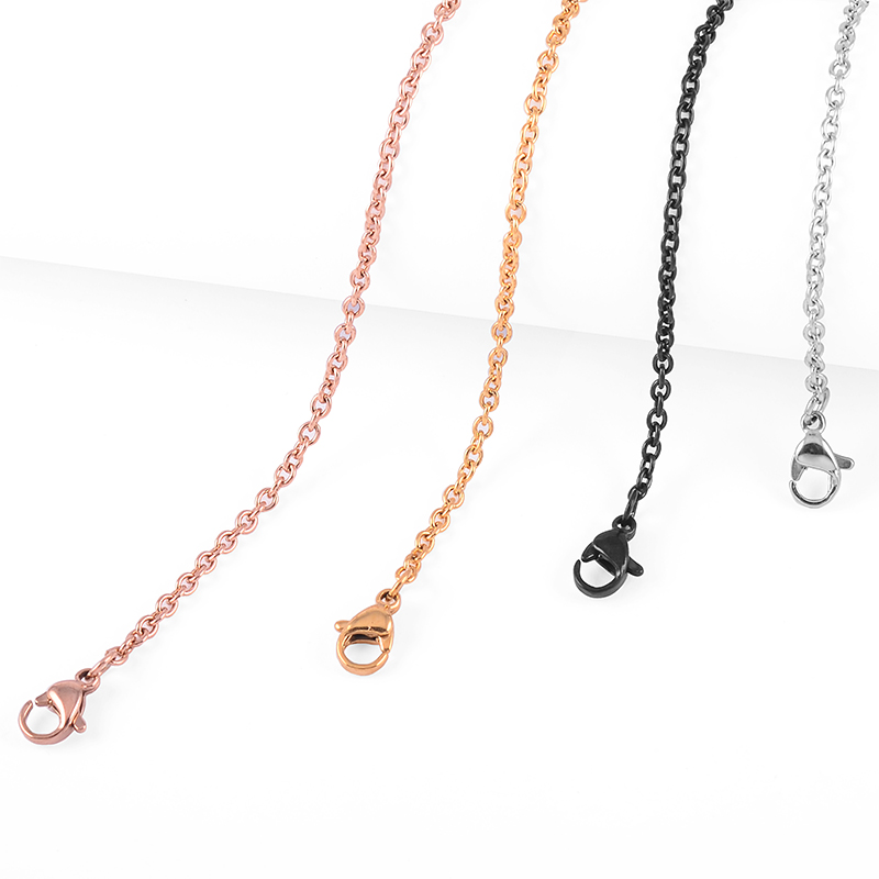 

4 Different Colors Pendant Necklace Chains Silver/Gold/Rose gold/Black Necklaces Link Chain For Women Man