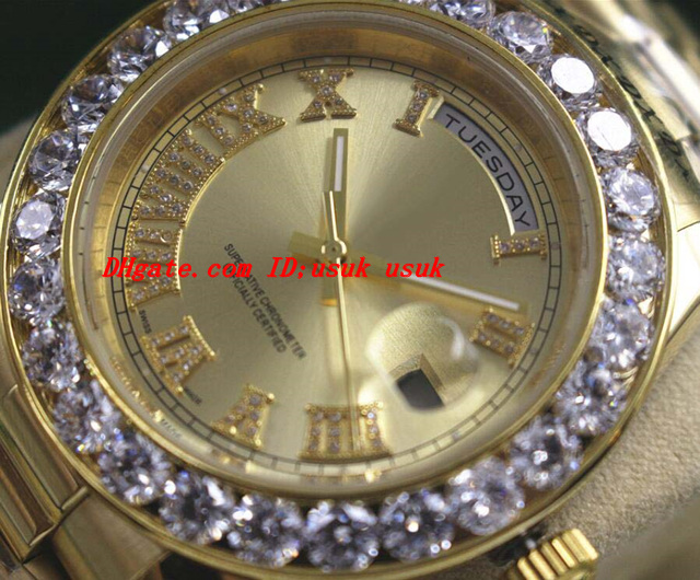 

Luxury Watches Mens 41MM 18k Yellow Gold Date With Bigger Diamond Automatic Fashion Brand Men's Watch Wristwatch