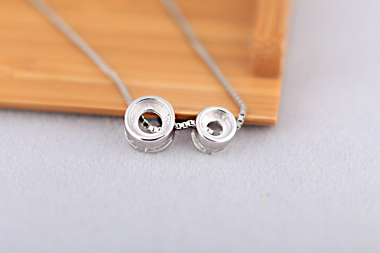 

Sterling Silver 925 Gold Plated Semi mount Pendant Fit Pandora Style 5.4mm & 4mm Round Cabochon Amber Agate Opal Setting No Necklace