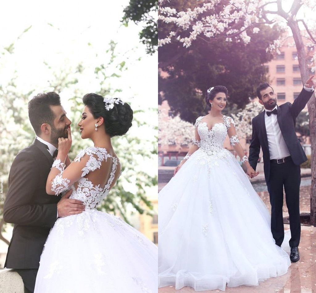 

Muslim Popular Ball Gown Wedding Dresses Formal Zuhair Murad Floor Length Vintage Hijab Ruffles Formal Long Sleeve Wedding Dress, White