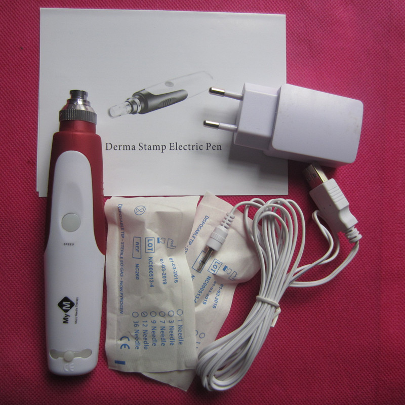 

With 5pcs Needle Cartridges, Electric Derma Stamp Pen Mym Microneedle Anti-aging Skin Rejuvenation dermapen rolling system 5pcs/lot