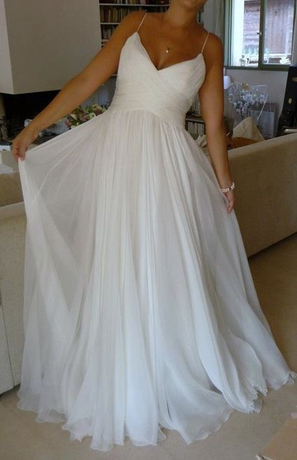 

New Arrival Spaghetti Straps 30D Chiffon Beach Wedding Dresses Bridal Gowns for Wedding Party In Stock, Ivory