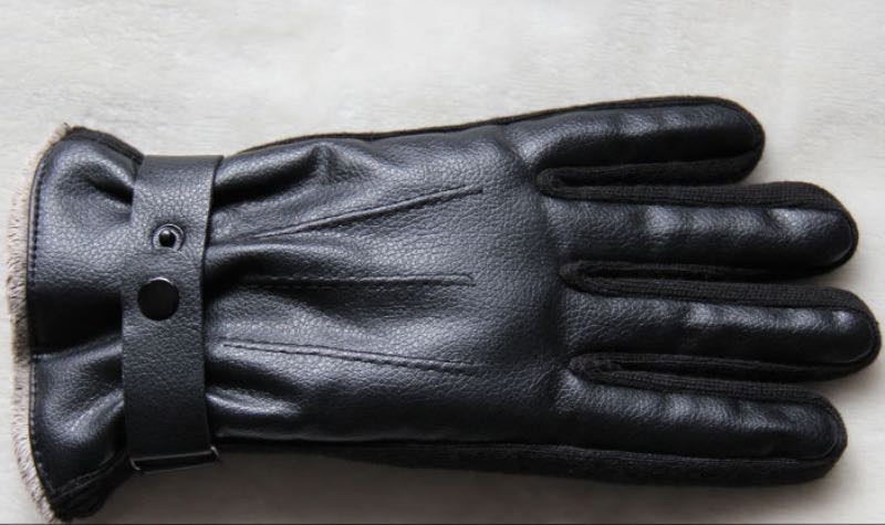 

Winter Men PU Thick Non-Slip Warm Gloves Outdoor Cycling Motorcycle Cotton Five Fingers Glove Knitted Splicing wholesale