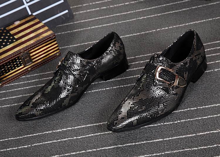 

Hot Selling Luxury Mens Dress Shoes Fashion Buckle Strap Python Snake Pattern Leather Shoes For Mens Wedding Party Shoes 38-46, Black