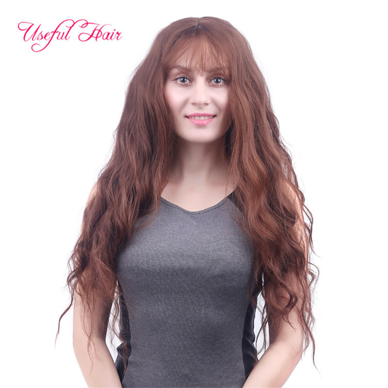 

26inch ombre colors long wig body wave synthetic hair wigs for girls blonde hair for women useful hair best quality christmas cap wigs, Light brown