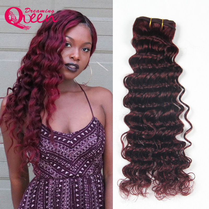 

99J Burgundy Color Brazilian Deep Weve 100% Human Hair 3 Bundles Virgin Human Hair Extension Weave Dreaming Queen Hair Free Shipping