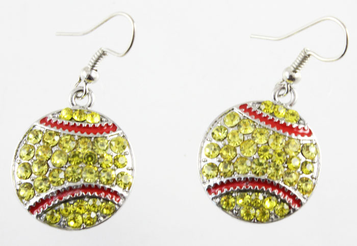 

sports softball drip red heart citrine earrings swinging hook nail 15 mm softball and baseball shaped jewelry cute earrings hemisph