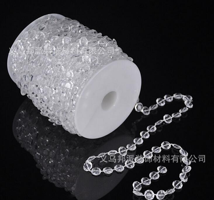 

Transparent Plastic Bead Eight Sided Shape String Bead 30 Meters Connecting Beads For DIY Wedding Stage Decoration Accessories