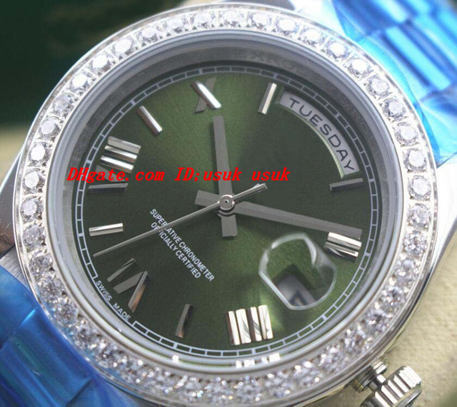 

Luxury Watches Roman Diamond Bezel Watch Green Dial Chest 41mm Automatic Fashion Brand Men's Watch Wristwatch