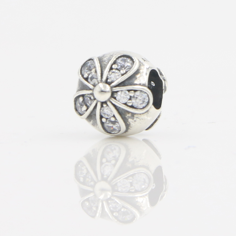 

Charm Beads Fits Pandora Original Charm Bracelets 100% 925 Sterling Silver Bead Dazzling Daisy Meadow Charms with Clear CZ DIY Jewelry, Black