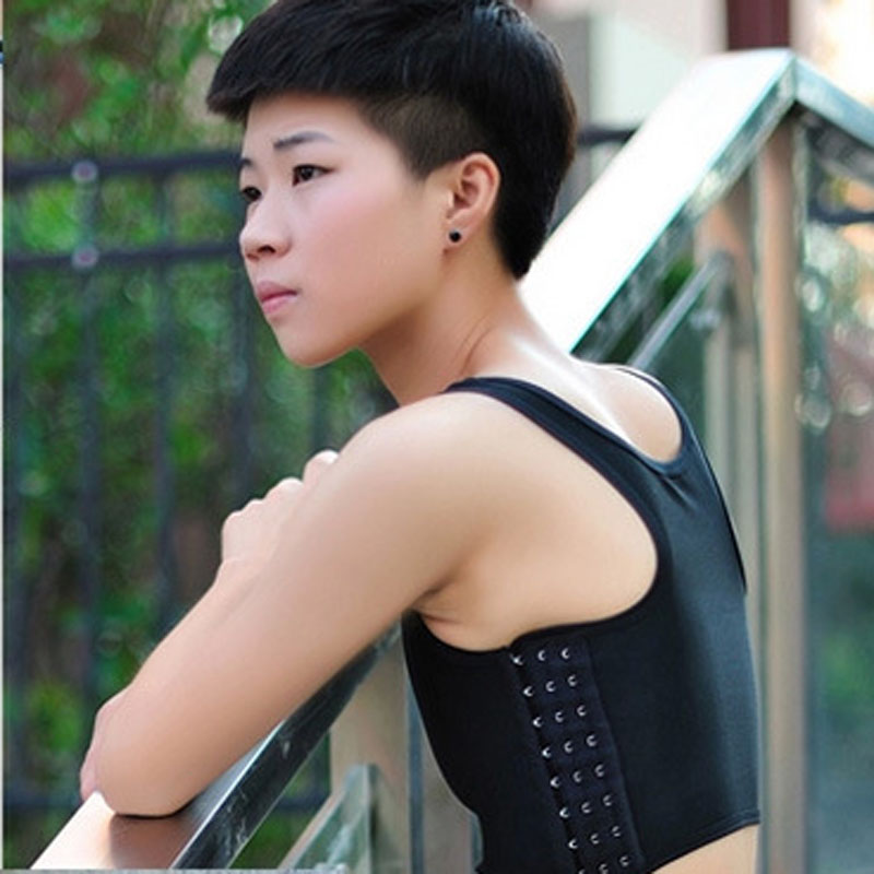 

Wholesale-Hot Sexy Breathable Buckle Short Chest Breast Binder Trans Korsett For Women Overbust Bustiers Corsets Lesbian White Black DLYP