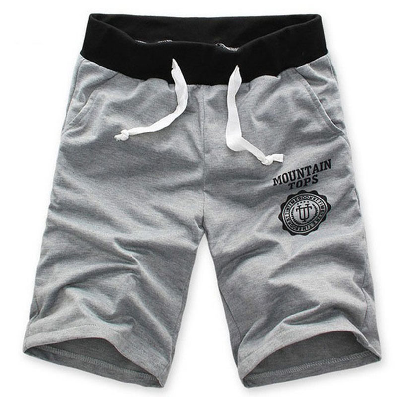 

Wholesale-2016 New Stylish Men's Cotton Short Pants Male Gym Trousers Sport Jogging Trousers Casual Loose Solid Beach Shorts 7 Colors, Gray