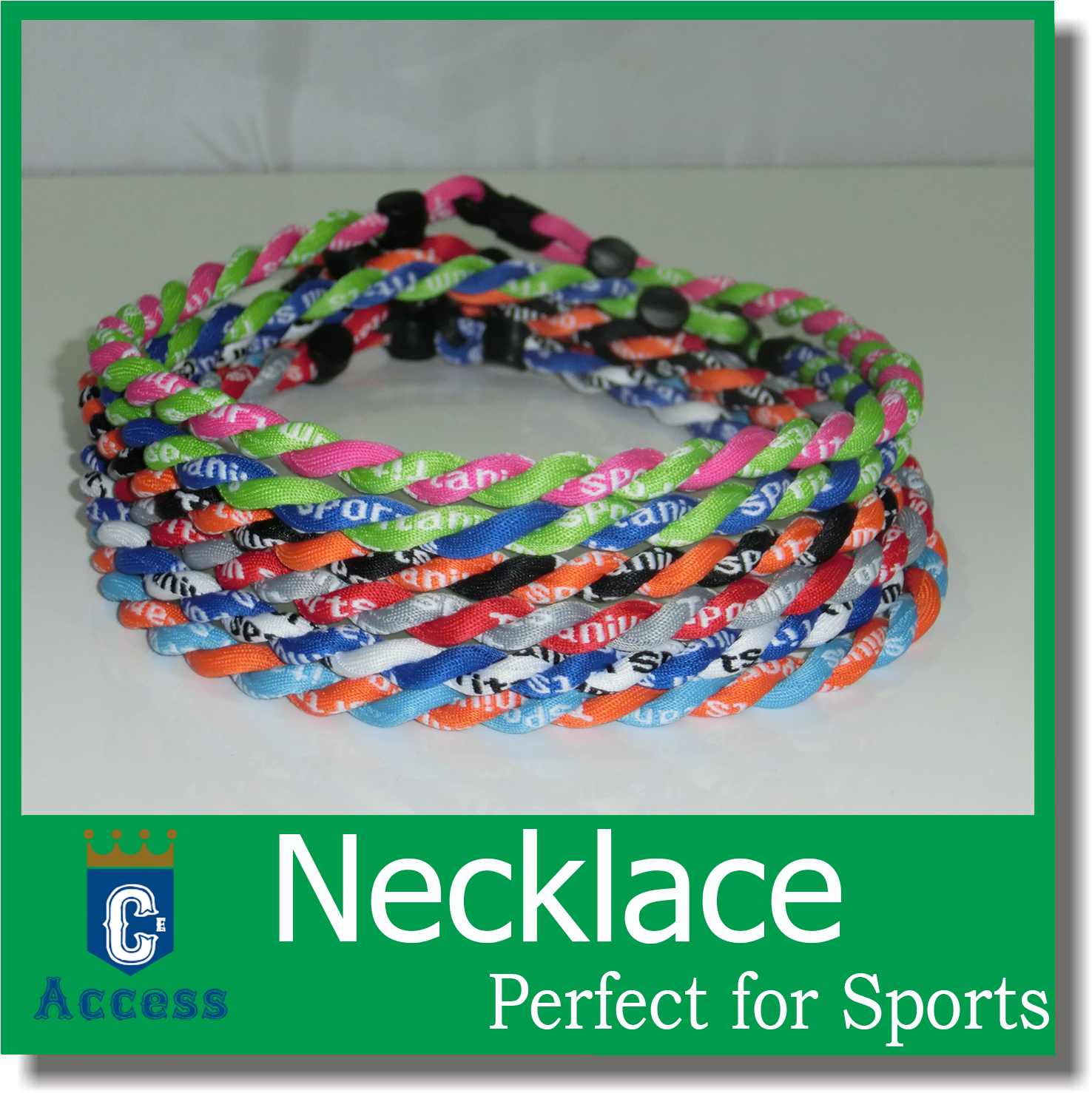 

Wholesale Fundraiser Lot 100 Tornado Twist Titanium Sports Necklace 2 Rope
