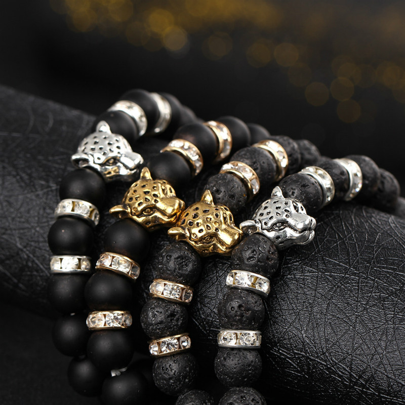 

Black Lava Stones Strands Beaded Bracelets Natural Stone Beads Bracelet Fashion Jewelry