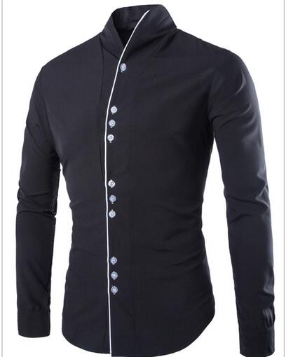 

2017 New Long Sleeve Men casual Shirts Men's Slim Fit Shirt english style dress shirts, White