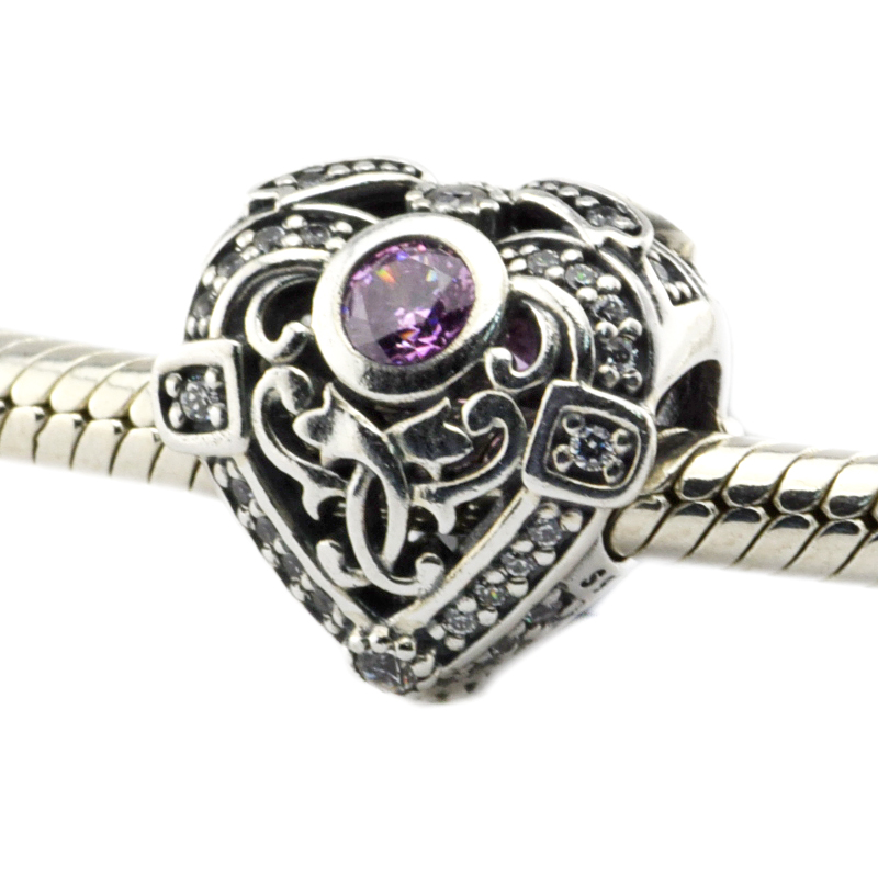 Convient pour le bracelet Pandora 100% perles en argent sterling 925 coeur opulent, orchidée clair CZ breloques à bricoler soi-même 2016 nouveaux