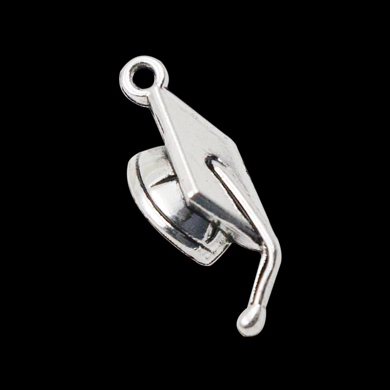 

Fashion Graduation Cap Shape Charms Fit Expandable Wire Bangles AAC160, Bronze;silver