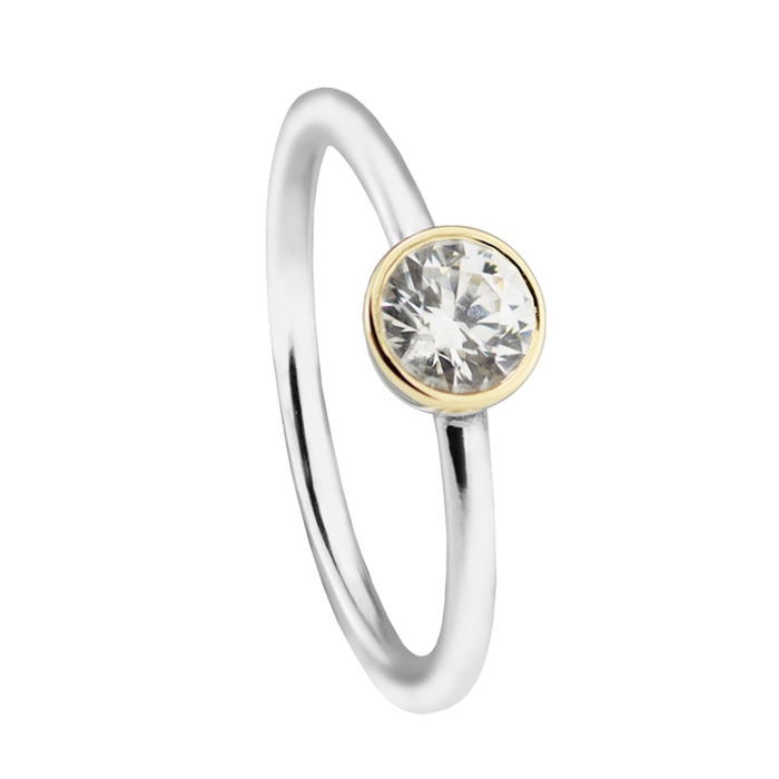 

Silver rings gold plated circle signet S925 fits for original style jewelry H8ale 191043CZ